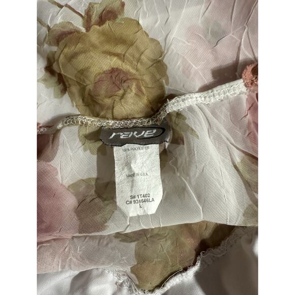 Y2K VTG Babydoll Tank Cami Floral Lace Club Fairycore Coquette Whimsygoth Sheer - Picture 3 of 5